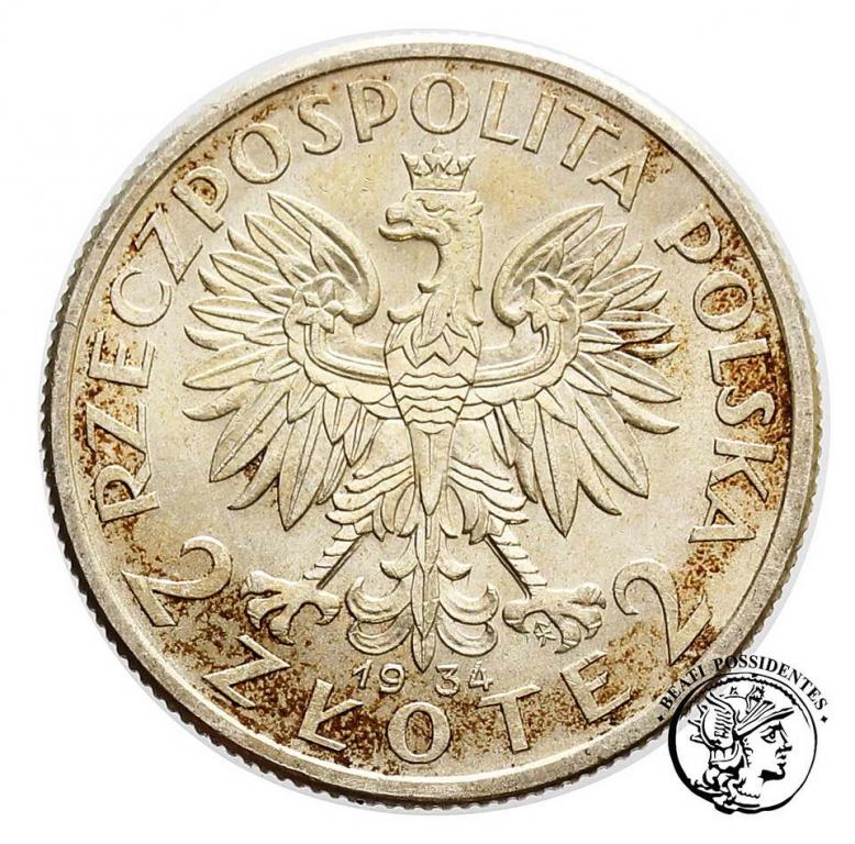 Polska II RP 2 złote 1934 Głowa Kobiety st. 2+