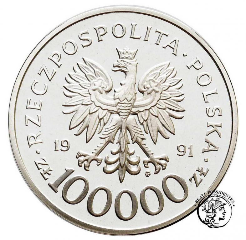 Polska III RP 100 000 złotych 1991 Narvik st.L