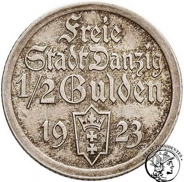 Polska W M Gdańsk 1/2 Guldena 1923 st. 2-