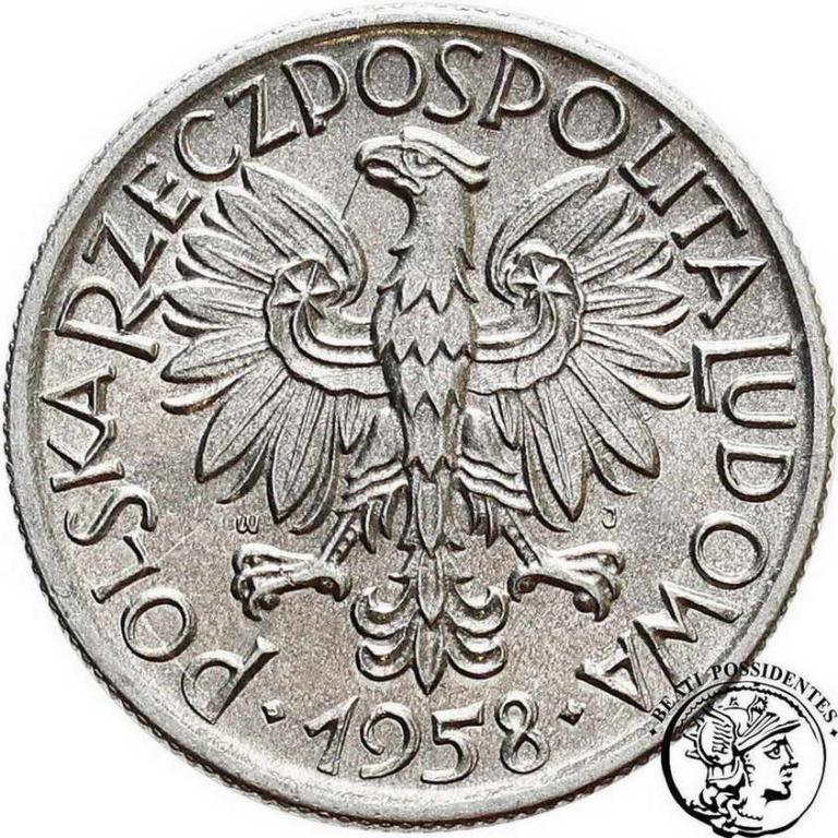 Polska PRL 5 złotych 1958 Rybak st. 2+