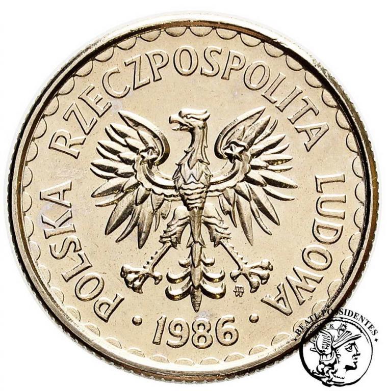 Polska PRÓBA Nikiel 1 złoty 1986 st. 1-/1