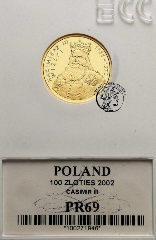 III RP 100 złotych 2002 Kazimierz Wielki GCN PR69