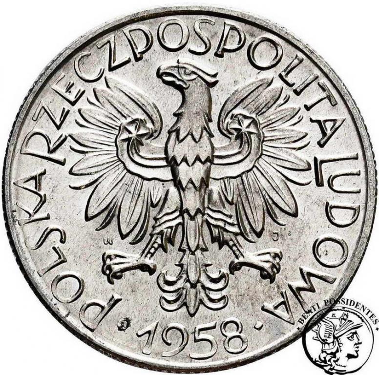 Polska PRL 5 złotych 1958 Rybak st. 1