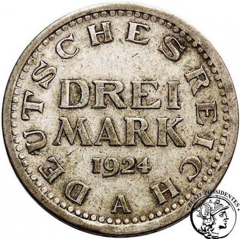Niemcy Weimar 3 Mark 1924 A st. 3