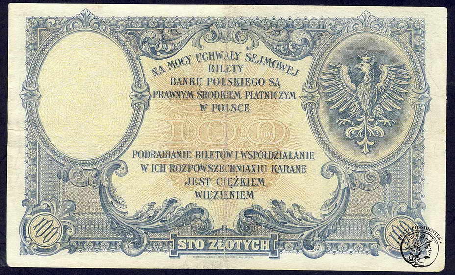 Polska 100 złotych 1919 seria S.A st.3-