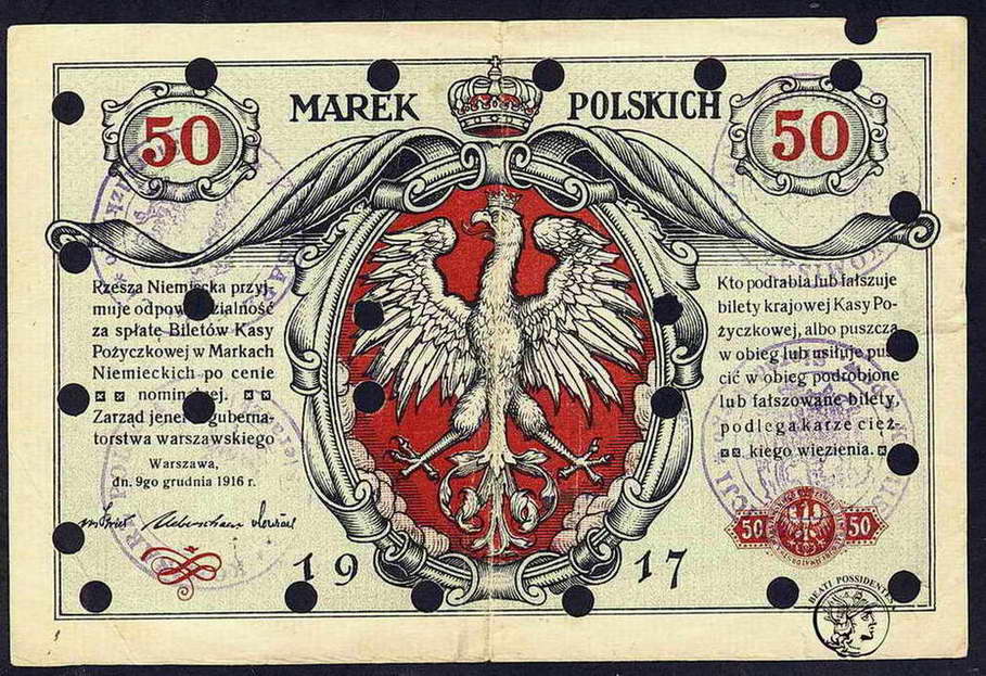 Polska 50 Marek Polskich 1916 ...jenerał FALS st.-