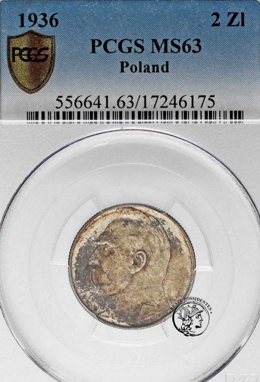 Polska 2 złote 1936 Piłsudski PCGS MS63