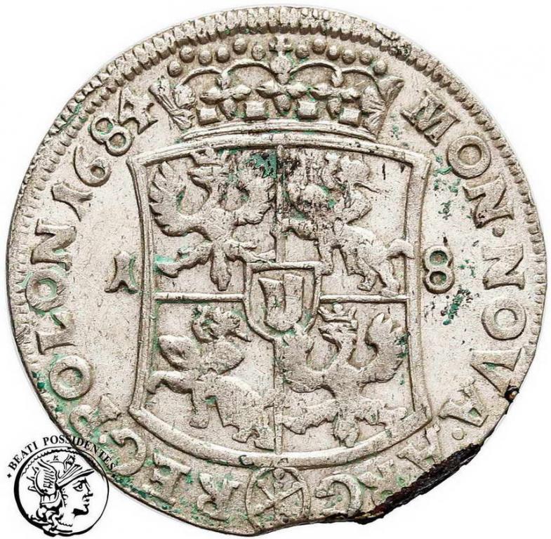 Polska Jan III Sobieski ort koronny 1684 st. 3+