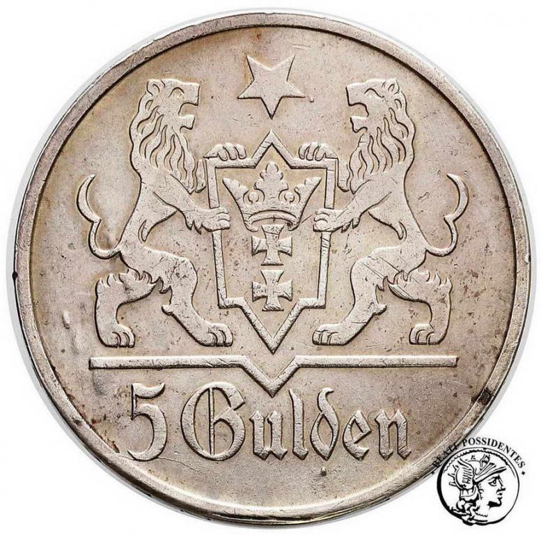 Polska Wolne Miasto Gdańsk 5 Guldenów 1923 st. 3