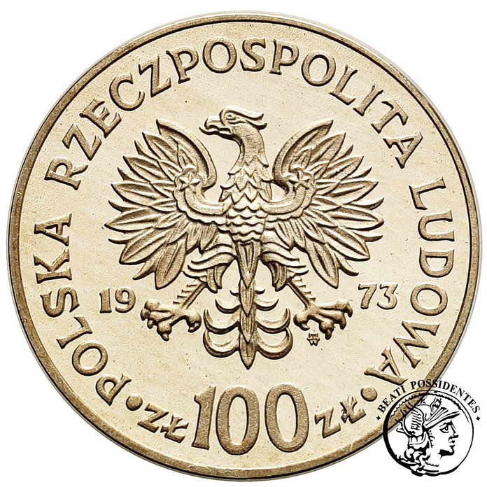 PRÓBA SREBRO 100 złotych 1973 Kopernik st. L