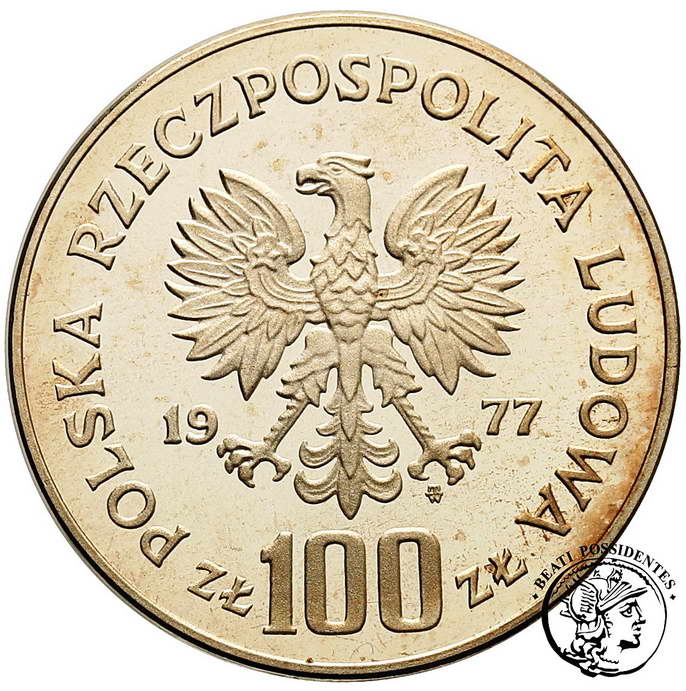 PRÓBA SREBRO 100 złotych 1977 Sienkiewicz st.L/L-