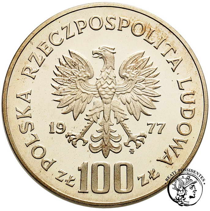 PRÓBA SREBRO 100 złotych 1977 W.Reymont st.L