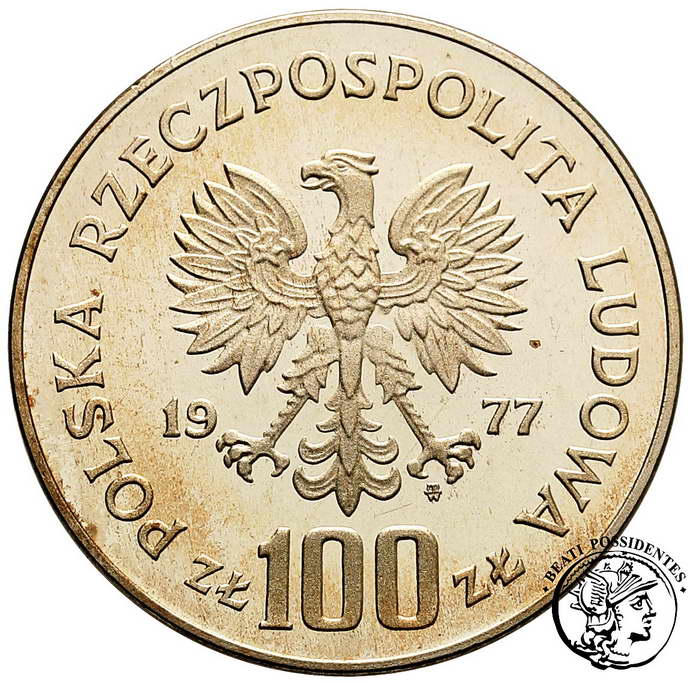 PRÓBA SREBRO 100 złotych 1977 W.Reymont st.L