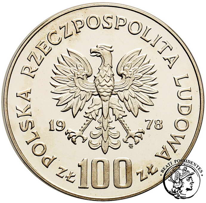 PRÓBA SREBRO 100 złotych 1978 Mickiewicz st.L-