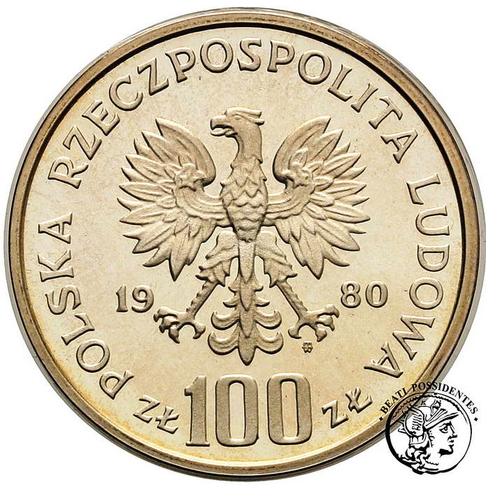 PRÓBA SREBRO 100 złotych 1980 Dar Pomorza st.L-