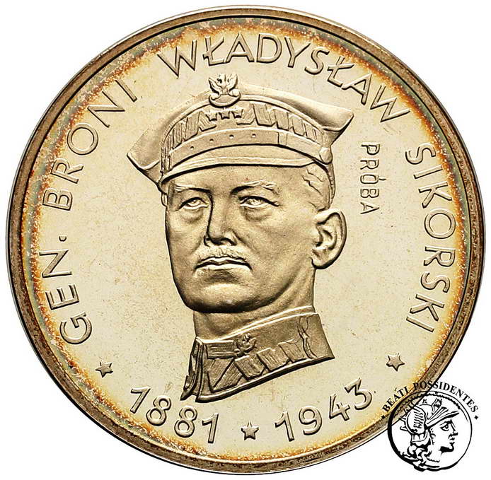 PRÓBA SREBRO 100 złotych 1981 Sikorski st.L-