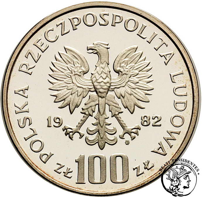 PRÓBA SREBRO 100 złotych 1982 Bociany st.L-
