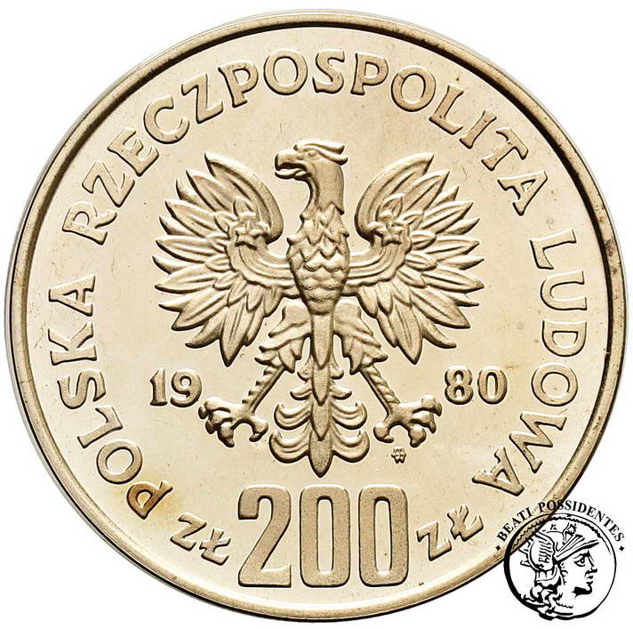 PRÓBA SREBRO 200 złotych 1980 Odnowiciel st.L