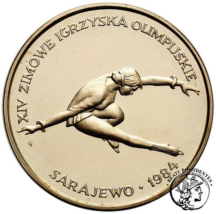 Polska PRL 200 złotych 1984 Sarajewo łyżwiarka stL