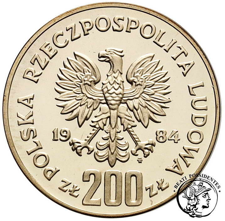 Polska PRL 200 złotych 1984 Sarajewo łyżwiarka stL