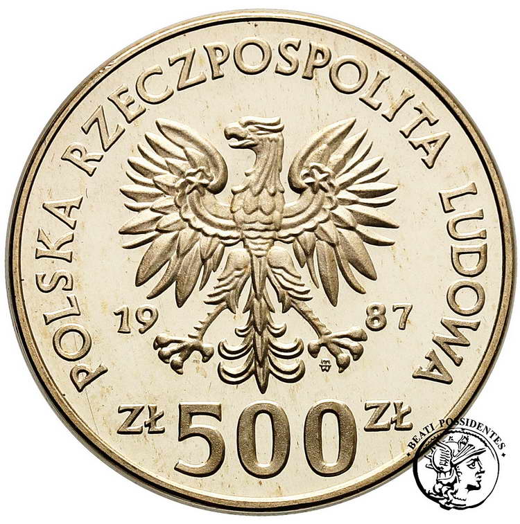 Polska PRL 500 złotych 1987 MŚ Europy piłka st.L