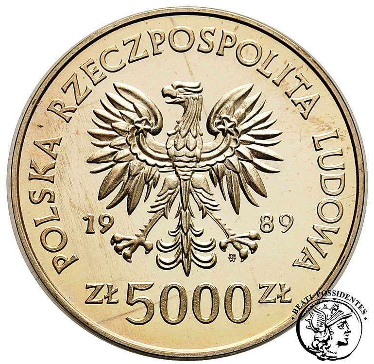 Polska PRL 5000 złotych 1989 Toruń zabytki st.L/L-