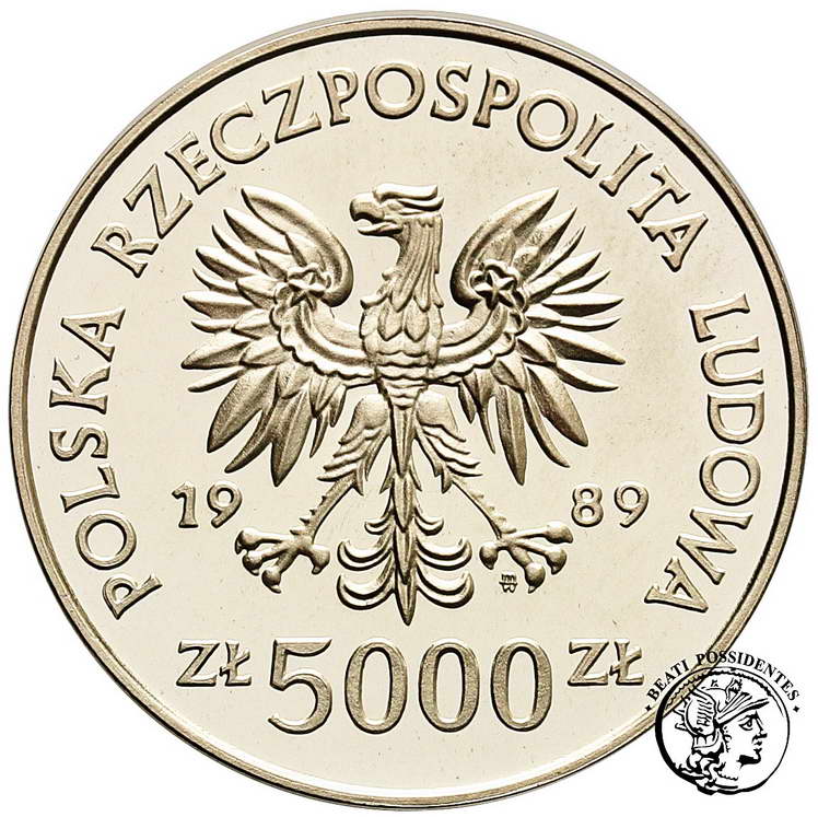 Polska PRL 5000 złotych 1989 Toruń Kopernik stL/L-