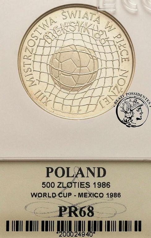 Polska PRL 500 złotych 1986 MŚ Meksyk GCN PR 68