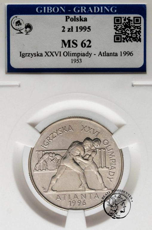 III RP 2 złotych 1995 Atlanta zapaśnicy GG MS62
