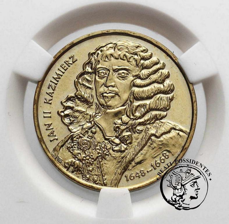 III RP 2 złote 2000 Jan II Kazimierz GG MS63