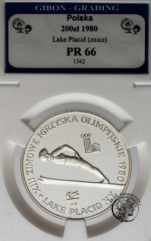 PRL 200 złotych 1980 Lake Placid znicz GG PR66