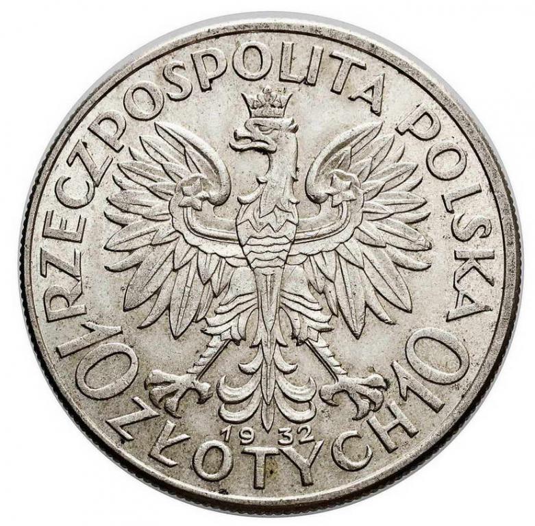 Polska II RP 10 zł Głowa kobiety 1932 st. 3