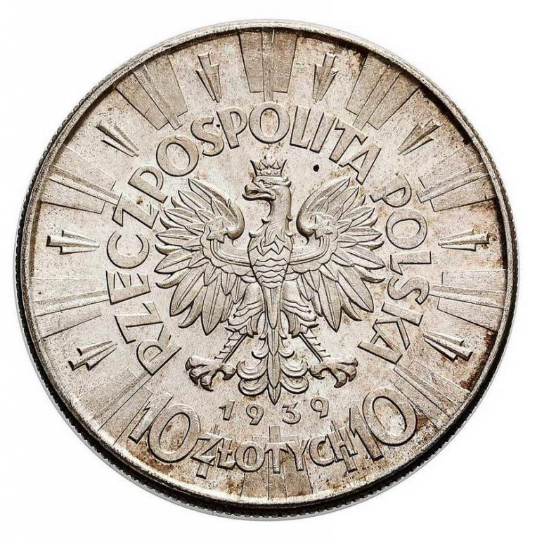 Polska II RP 10 zł Piłsudski 1939 st. 2