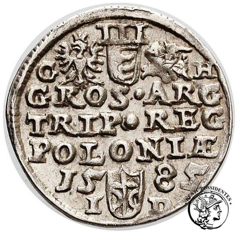 Polska Stefan Batory trojak kor 1584 Poznań st.3-