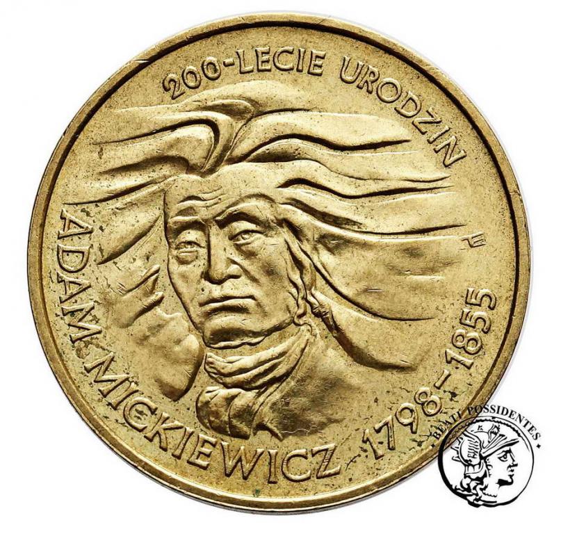 Polska III RP 2 złote 1998 Mickiewicz st.1-/2+