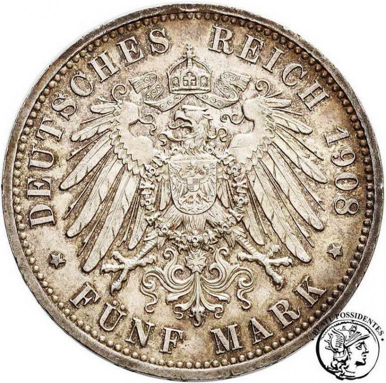 Niemcy Sachsen-Weimar-Eisenach 5 Marek 1908 st. 2