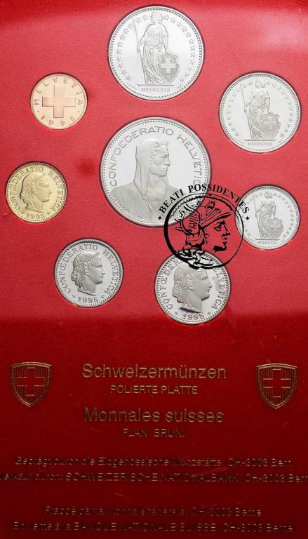 Szwajcaria zestaw 1995 PP 8 monet st.L