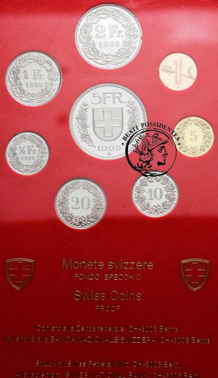 Szwajcaria zestaw 1995 PP 8 monet st.L