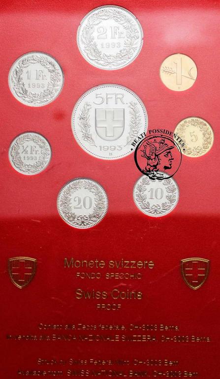 Szwajcaria zestaw 1993 PP 8 monet st.L