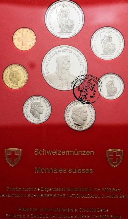 Szwajcaria zestaw 1990 PP 8 monet st.L
