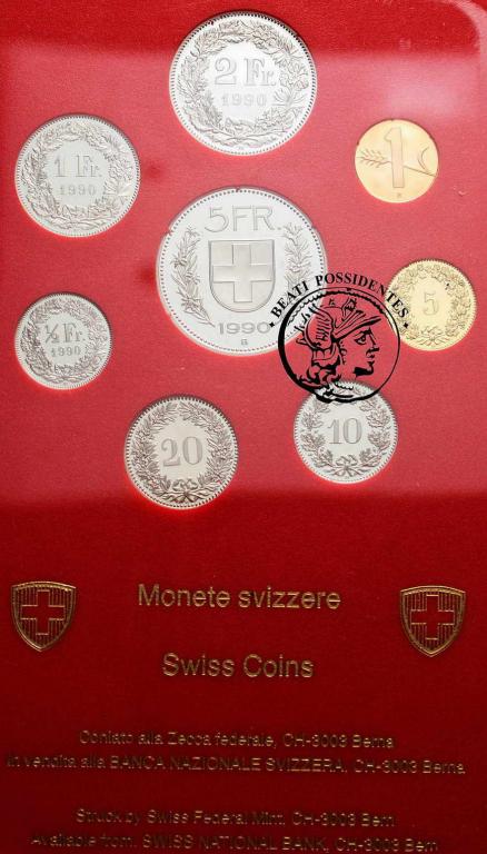 Szwajcaria zestaw 1990 PP 8 monet st.L