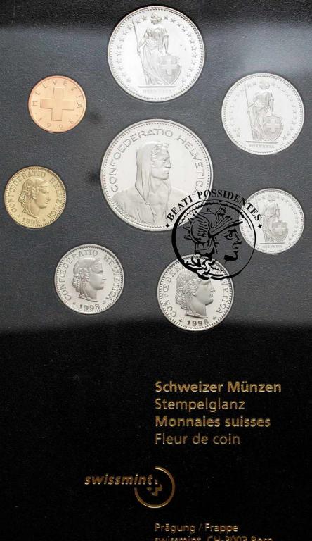 Szwajcaria zestaw 1998 PP 8 monet st.L