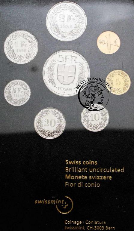 Szwajcaria zestaw 1998 PP 8 monet st.L