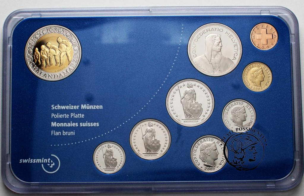 Szwajcaria zestaw 2003 PP 9 monet st. L