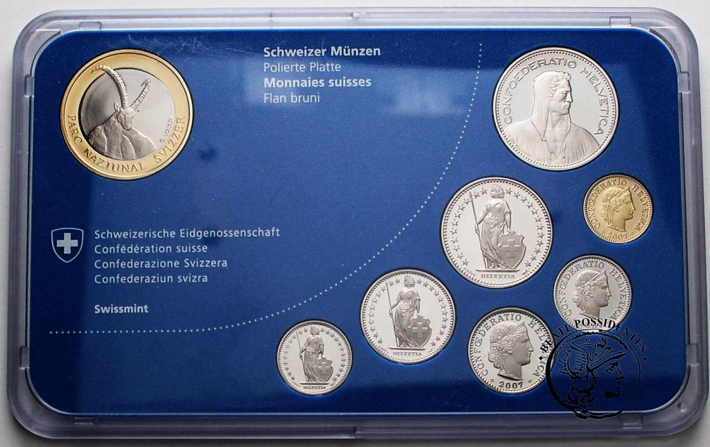 Szwajcaria zestaw 2007 PP 8 monet st. L