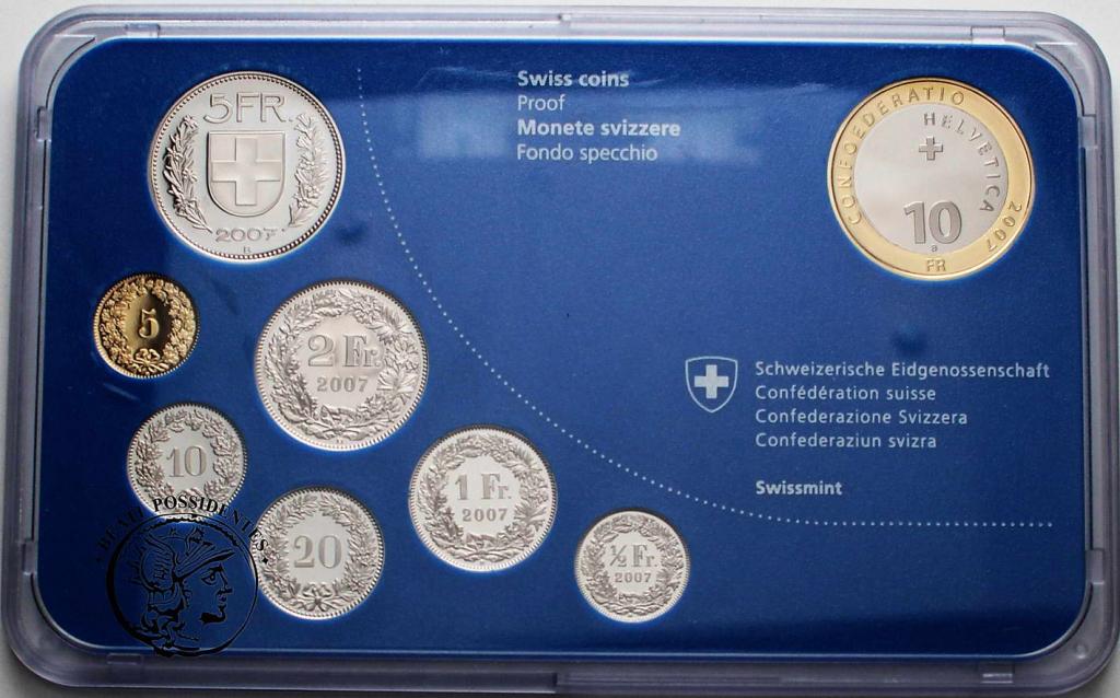 Szwajcaria zestaw 2007 PP 8 monet st. L