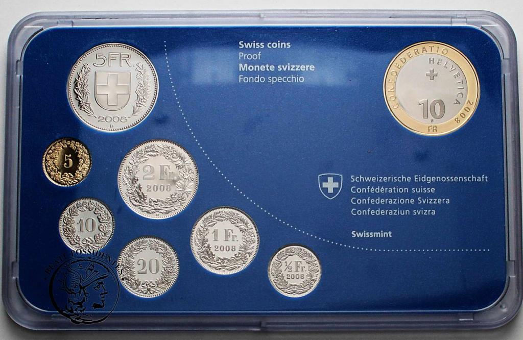 Szwajcaria zestaw 2008 PP 8 monet st. L