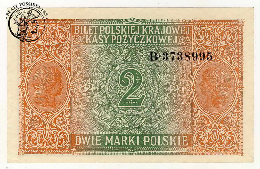 Polska 2 marki polskie 1916 Generał seria B st. 1-