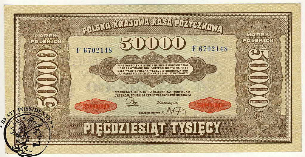 Polska 50000 Marek Polskich 1922 seria F st.1-