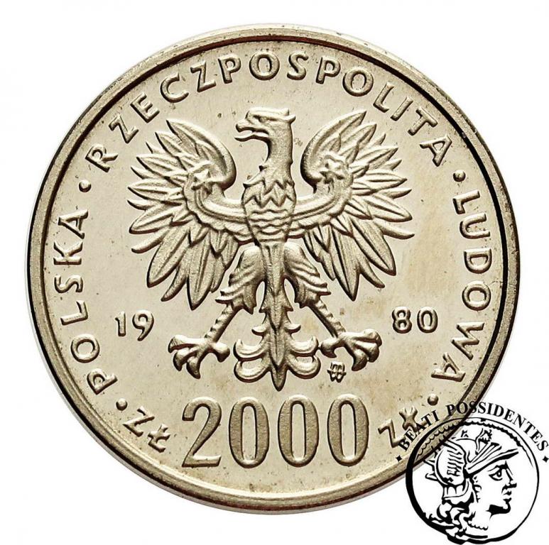 PRÓBA Nikiel 2000 złotych 1980 Odnowiciel st. L